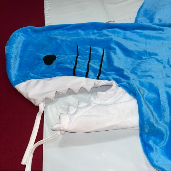 Shark blue costume BLANKET sleeping bag COSTUME hoodie full suit youth large - Picture 12 of 12